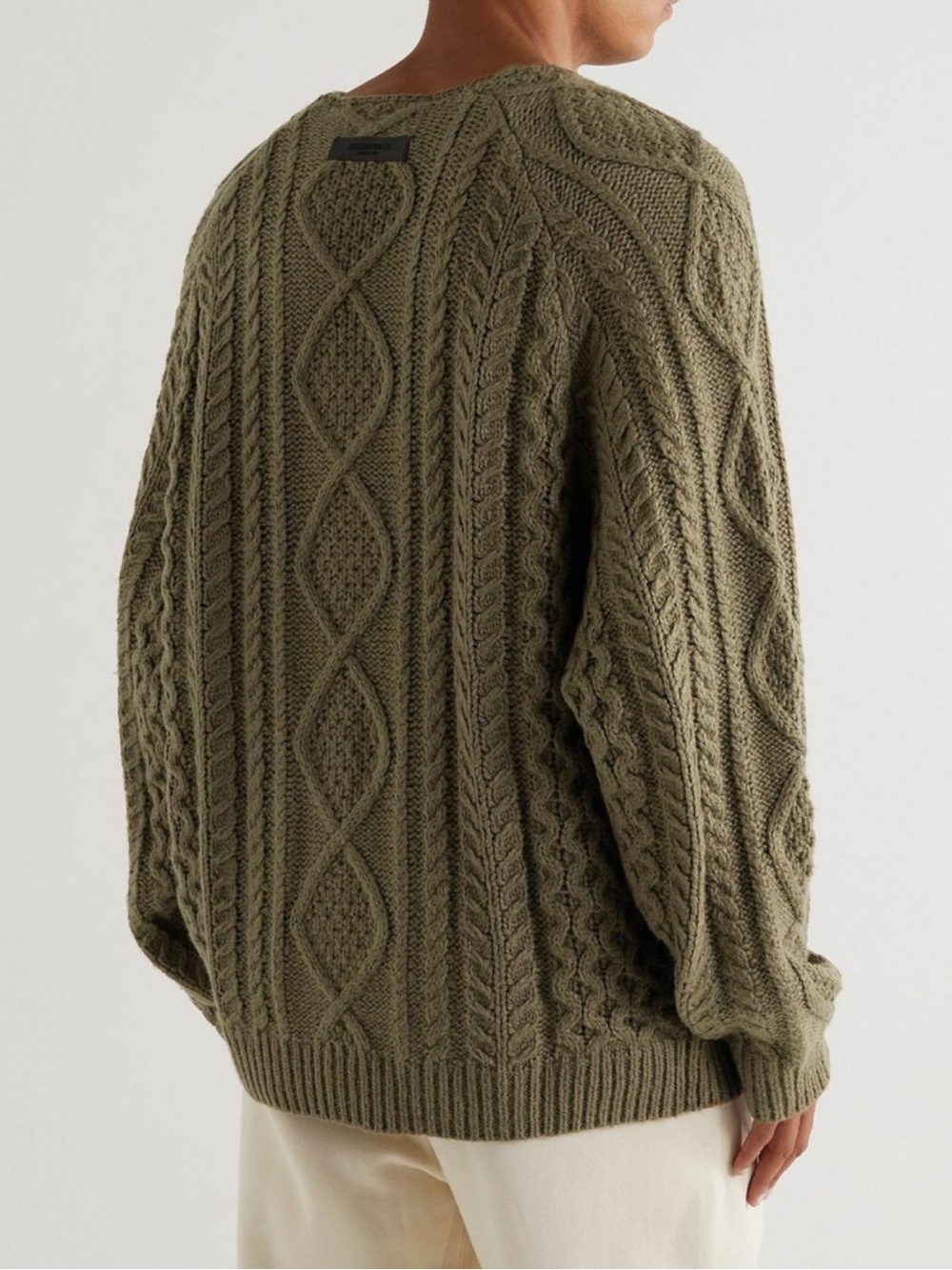 FEAR OF GOD Essentials Cable Knit Oversized Crew Pullover Sweater